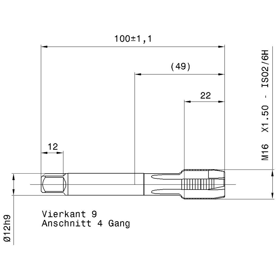 5723 16.007 m16 x 1,5 схема метчика машинного m с размерами
