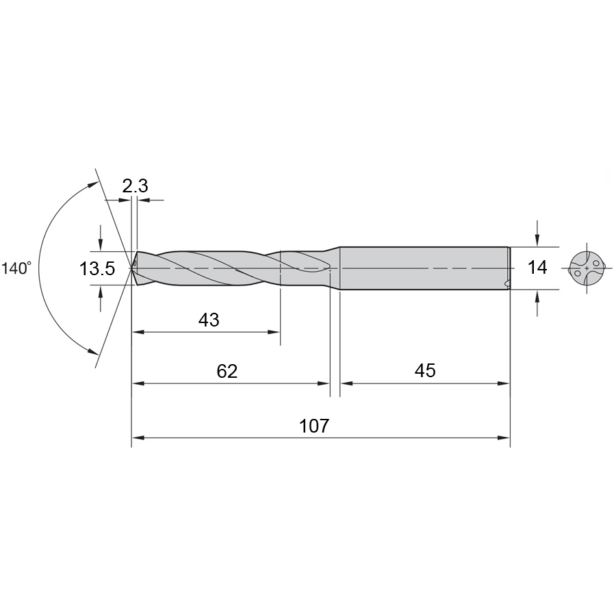 Фото 2: VDS201A13500 WU25PD cверло твердосплавное