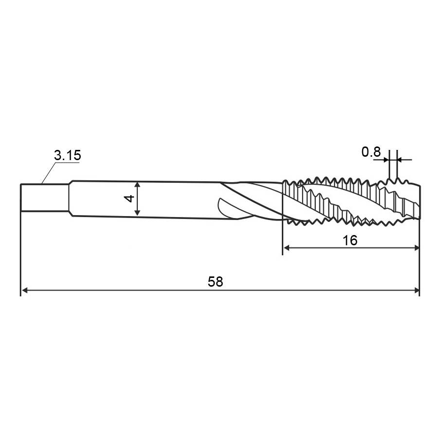 Фото 2: Метчик м/р 5,0х0,8 кл.2 HSS-V TiN винт. гл. ZUMO, арт: V301010302050000