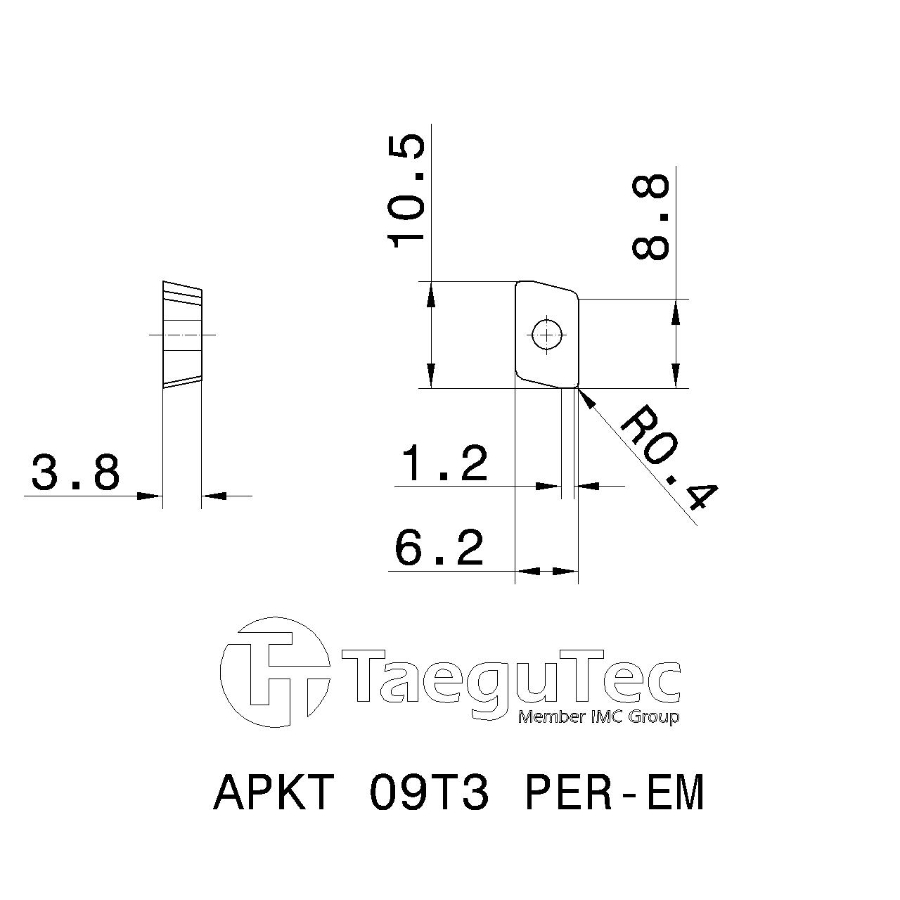 Фото 2: APKT 09T3 PER EM TT9030 пластина для фрез