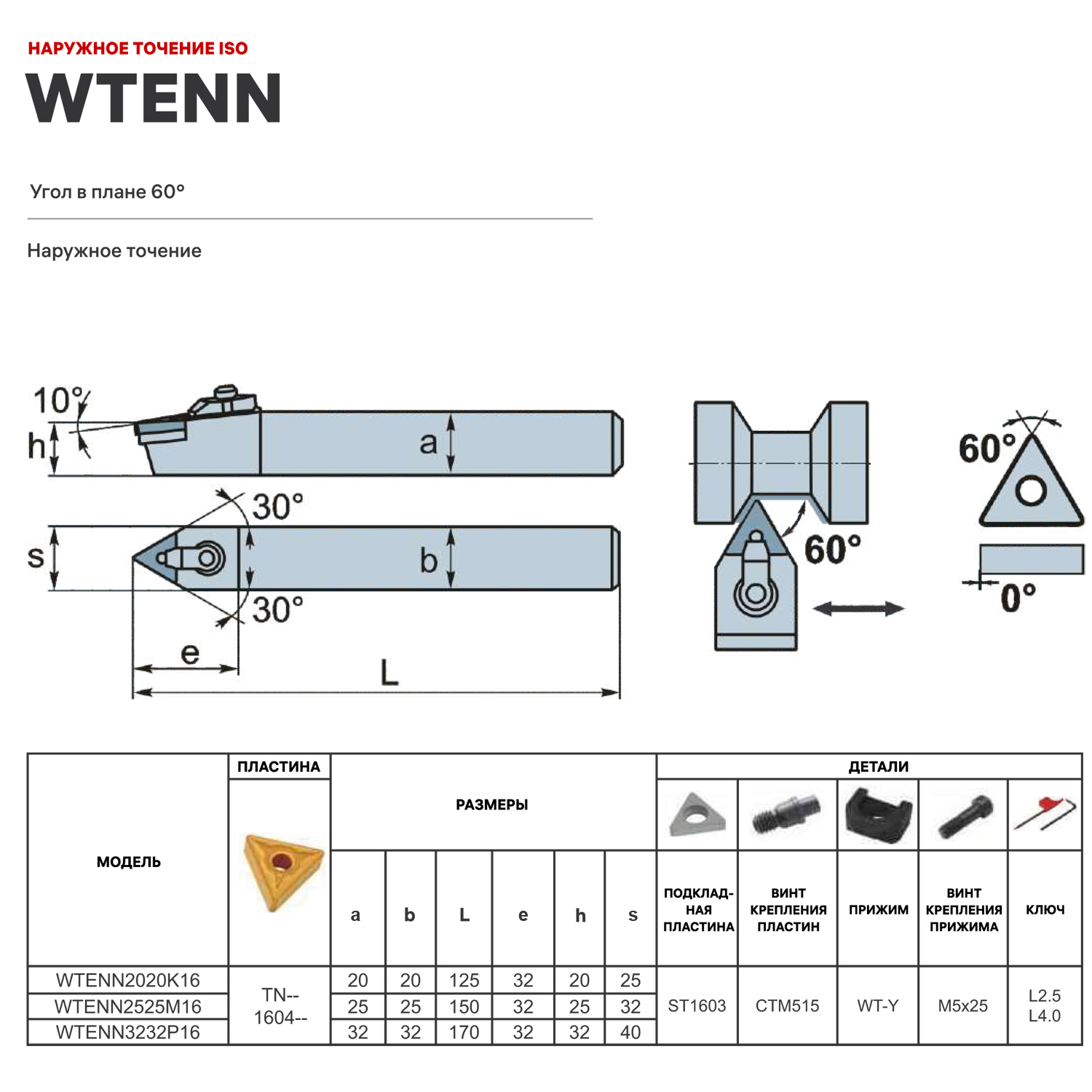 WTENN3232P16 державка для наружного точения DESKAR - фотография 2 Фото 2: WTENN3232P16 державка для наружного точения DESKAR