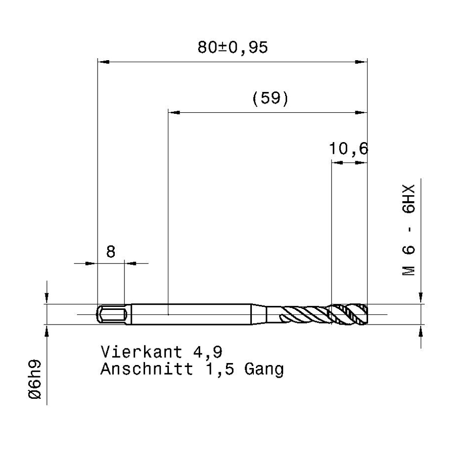 4630 6.000 m6 схема метчика машинного m с размерами