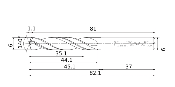 Фото 4: MPS1-0600L-DIN-C DP1021 сверло твердосплавное под СОЖ 