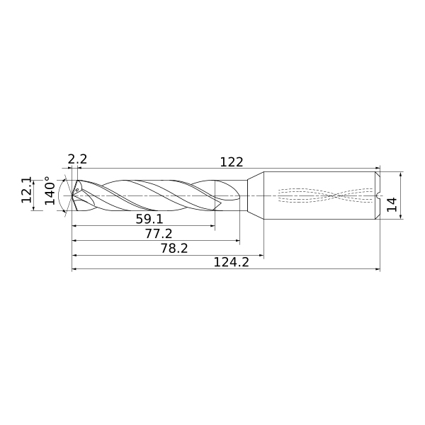 MPS1210L-DIN-C VP15TF сверло твердосплавное под СОЖ  - фотография 2 mps1210l-din-c vp15tf схема твердосплавного сверла с размерами
