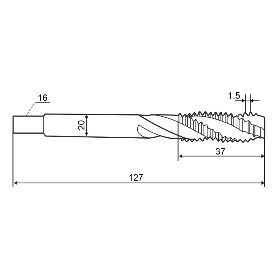 Фото 2: Метчик м/р 30,0х1,5 кл.2 HSS-V TiN винт. гл. ZUMO, арт: V301010302300150