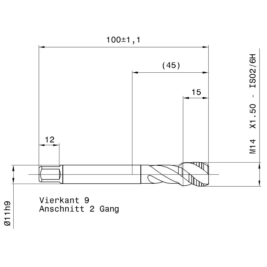 5724 14.007 M14 x 1,5 схема метчика машинного m с размерами