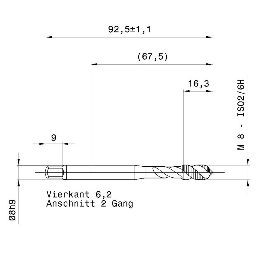 5551 8.000 схема метчика машинного m с размерами