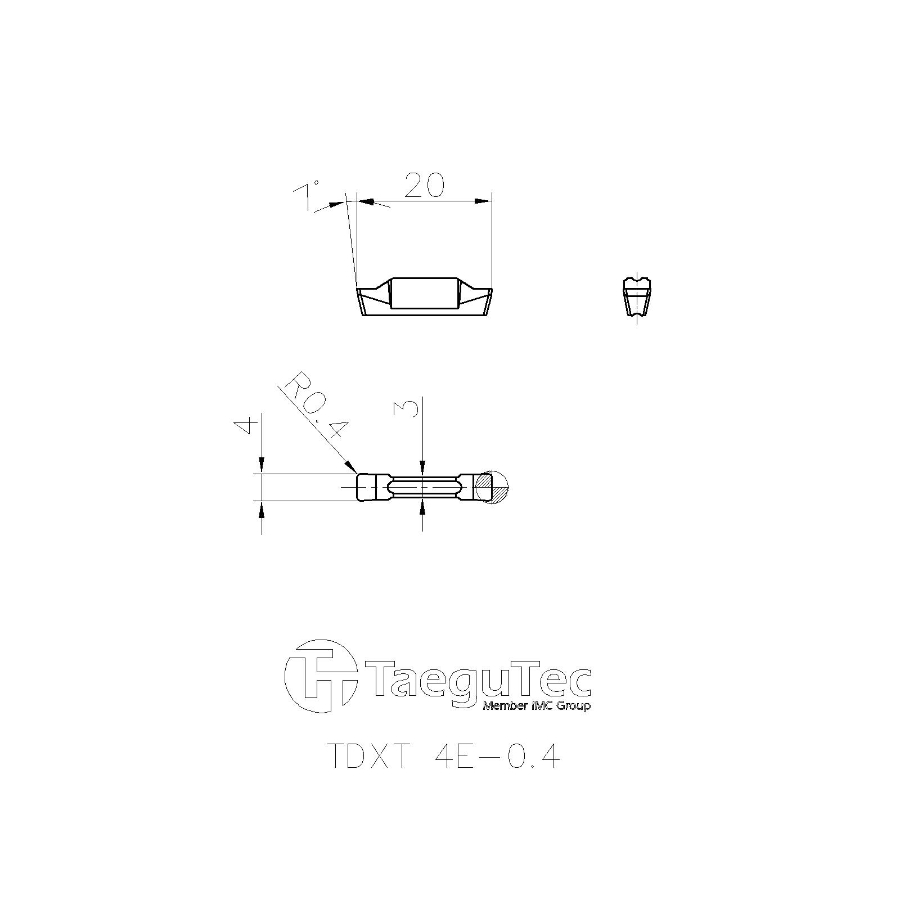 Фото 2: TDXT 4E 0.4 TT9080 отрезная, канавочная пластина