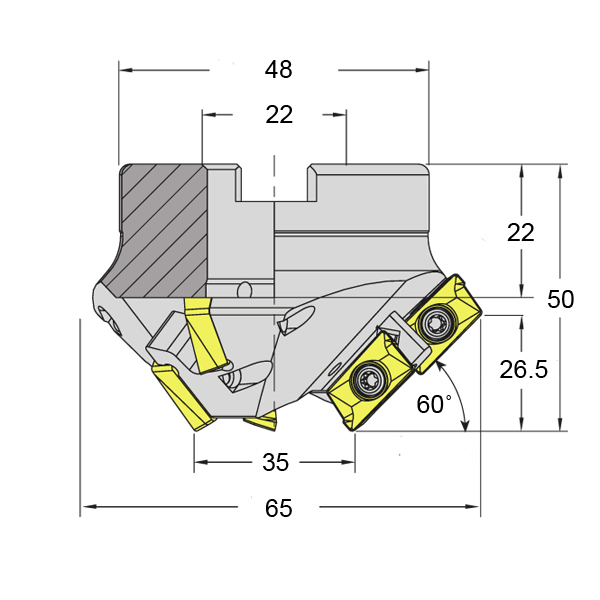 Фото 2: YGCH60-AP16-D35X65-S22-Z0306-C фреза со сменными пластинами