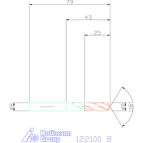 122100 8,0 схема твердосплавного сверла с размерами