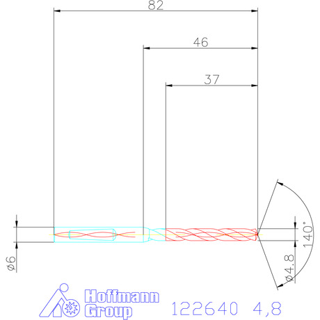 122640 4,8 схема твердосплавного сверла с размерами