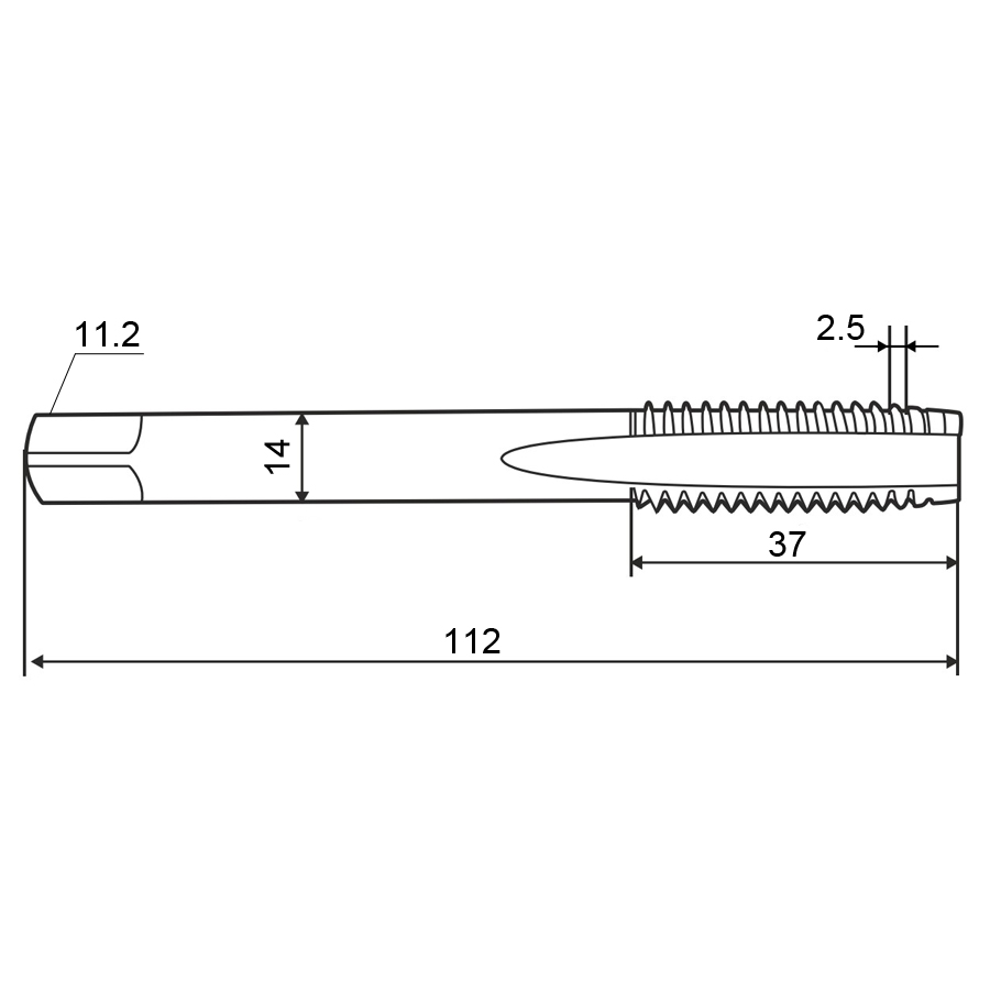 Фото 2: Метчик м/р 18,0х2,5 кл.2 HSS-V скв. ZUMO, арт: V301010101180000