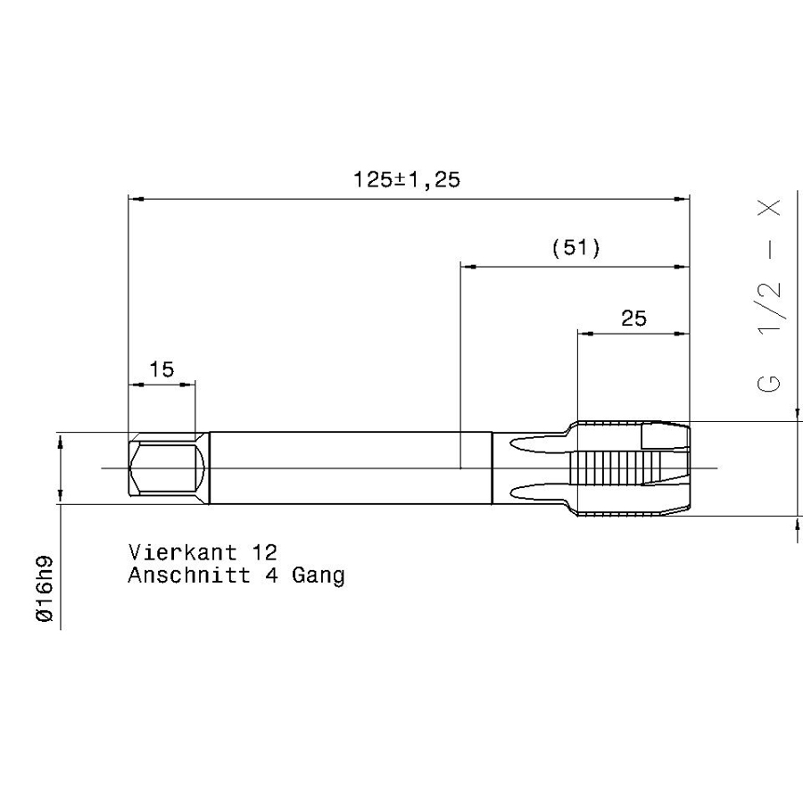 4220 20.955 G1/2 схема метчика трубного G с размерами