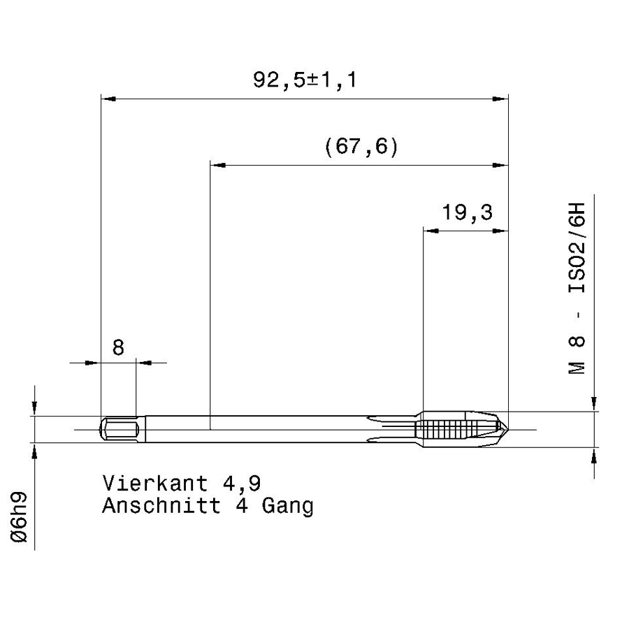 5716 8.000 m8 схема метчика машинного m с размерами
