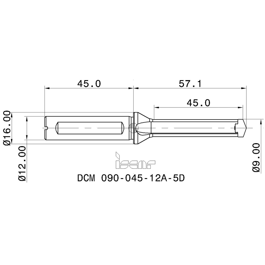 dcm 090-045-12a-5d  схема корпуса сверла для пластин с размерами