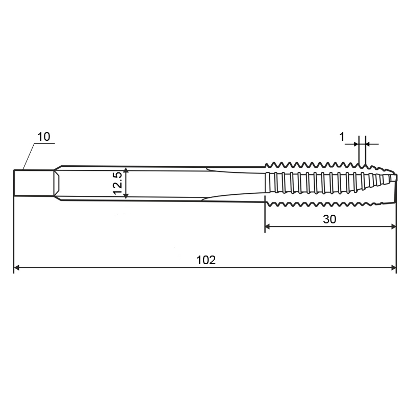 Фото 2: 16,0х1,0 кл.2 HSS-V TiN с подточ. скв. метчик м/р ZUMO, арт: V301010202160100