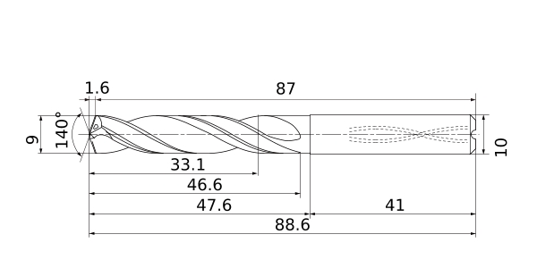Фото 4: MPS1-0900S-DIN-C DP1021 сверло твердосплавное под СОЖ 