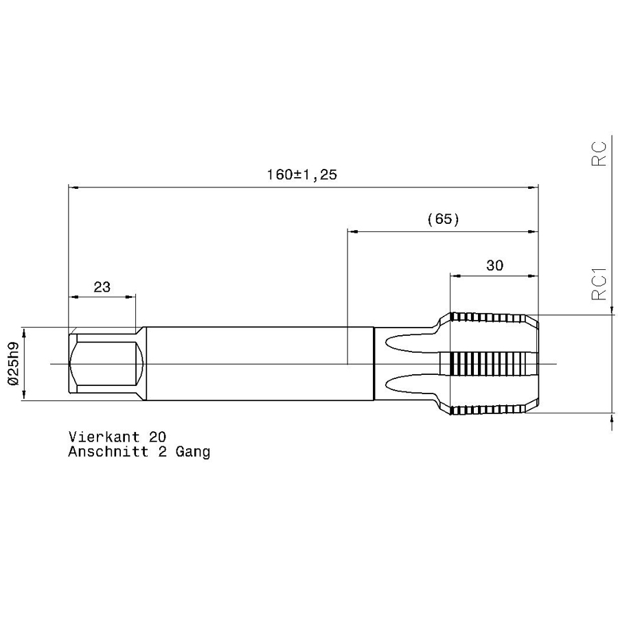 схема метчика трубного конического с размерами 4683 33.249 Rc1