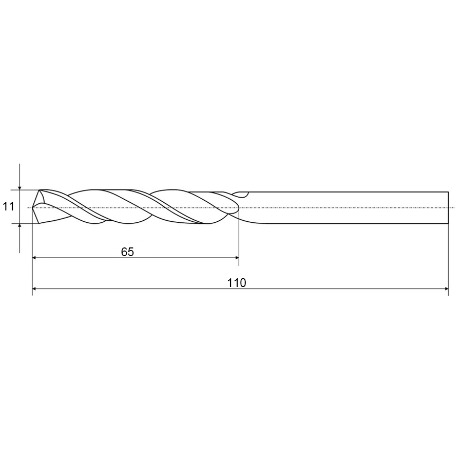Фото 2: 11,0х65х110 ц/х цельное сверло ВК8 TiN Sekira