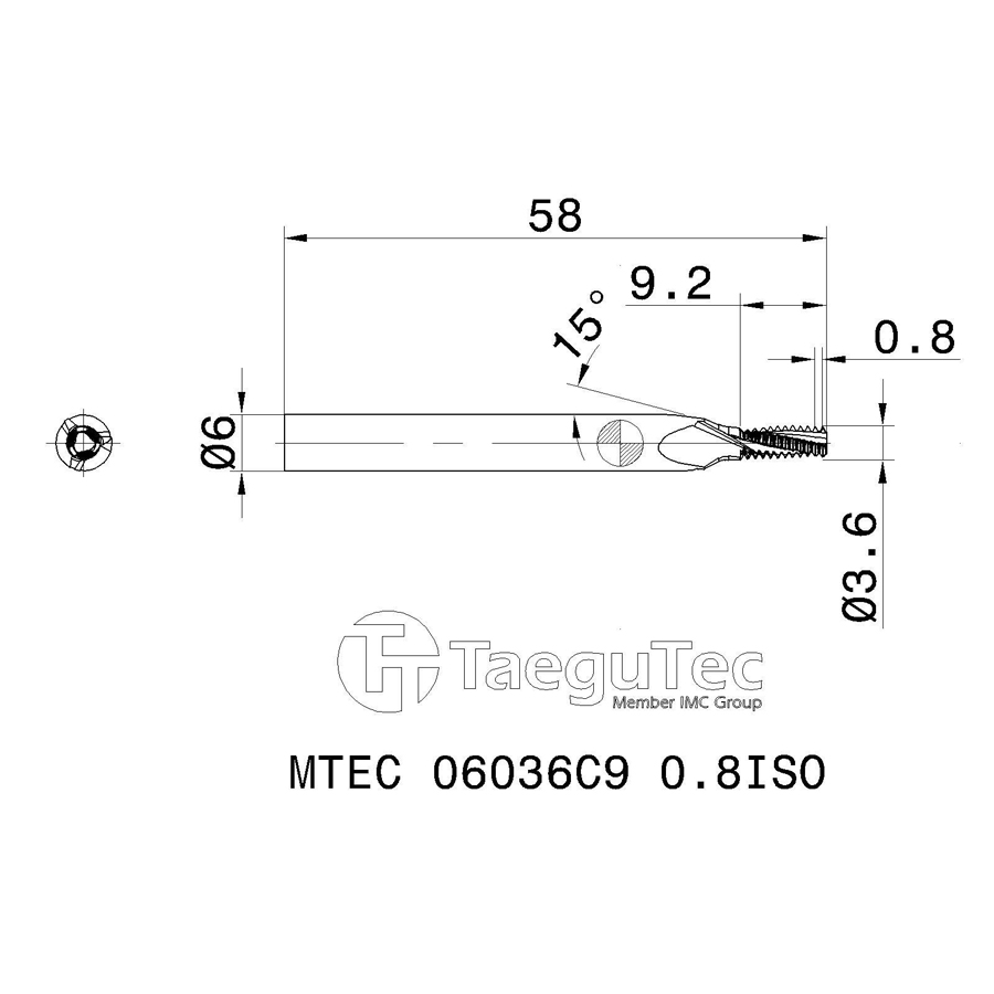 Фото 2: MTEC 06036C9 0.8ISO IC908 резьбофреза
