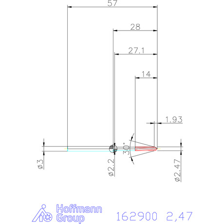 162900 2,47 схема твердосплавного сверла с размерами