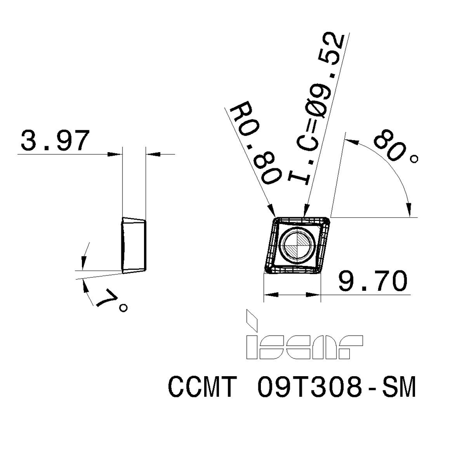 CCMT 09T308 SM IC8250 пластина для точения - фотография 2 Фото 2: CCMT 09T308 SM IC8250 пластина для точения