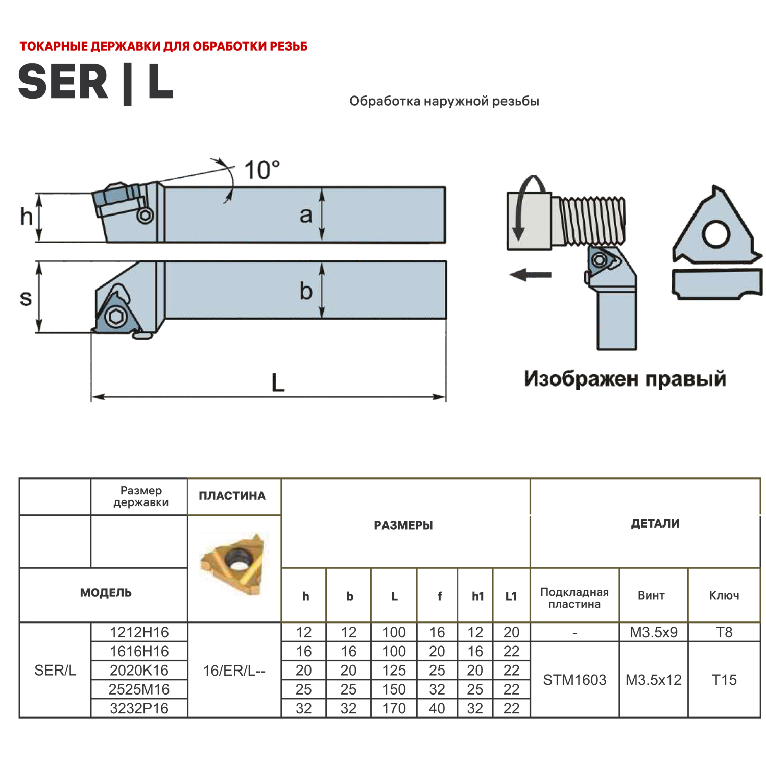 Фото 2: SER2020K16-B державка резьбовая DESKAR