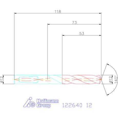 122640 12,0 схема твердосплавного сверла с размерами