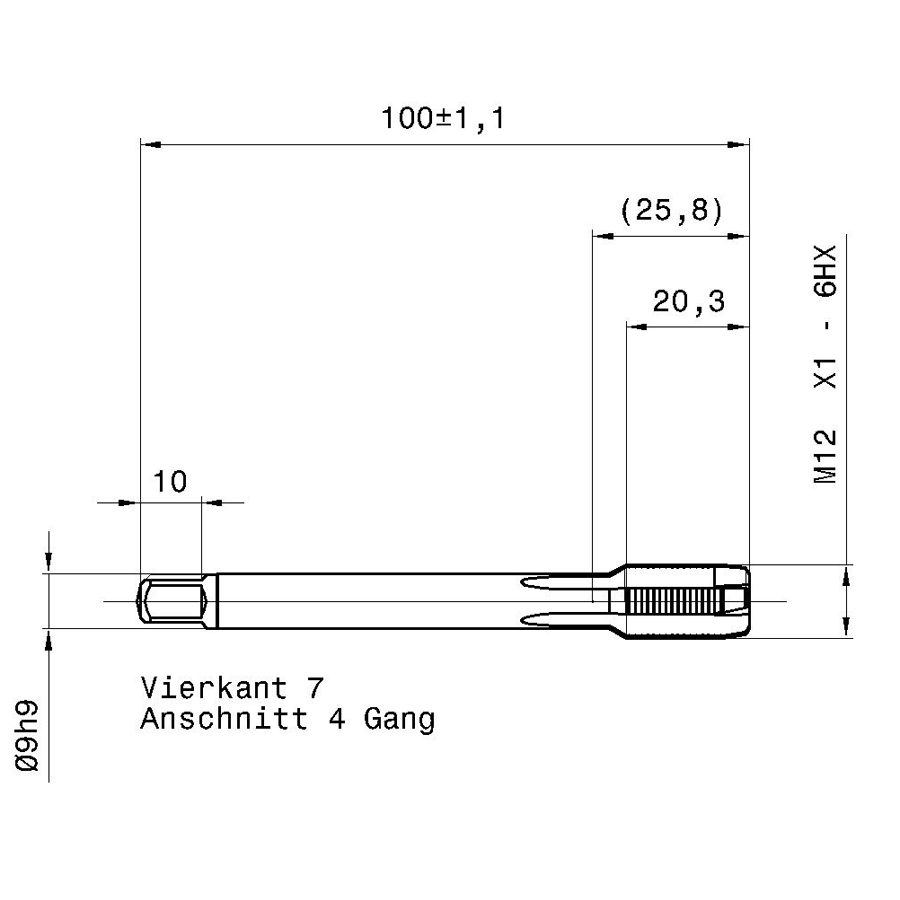 схема с размерами метчик машинный m 4219 12.005 m12х1