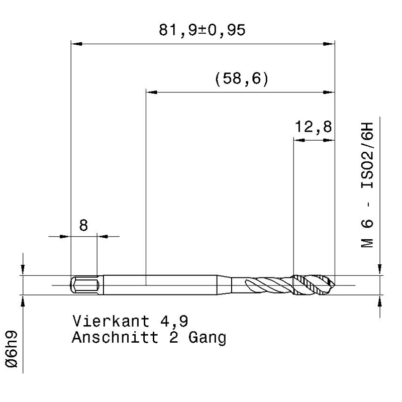 5592 6.000 m6 схема метчика машинного m с размерами