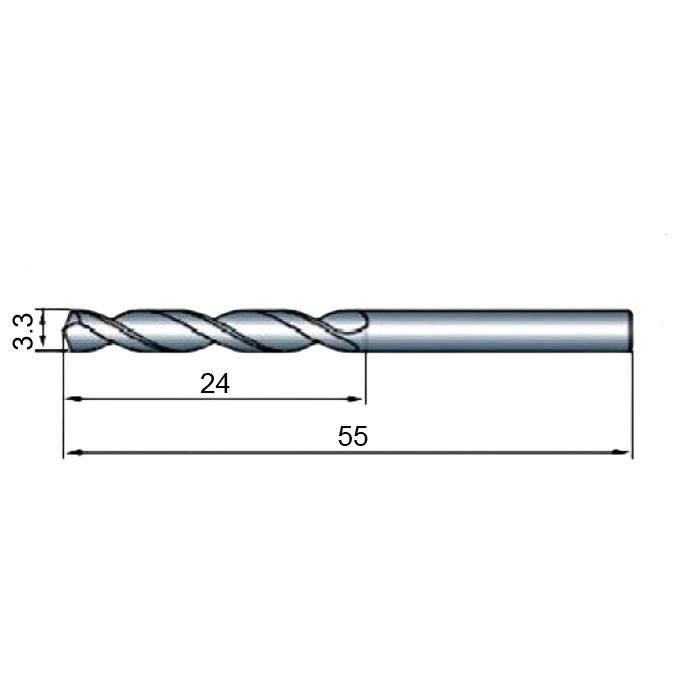 Фото 2: 3.3х24х55 ц/х цельное сред.сер. сверло твердосплавное ВК8 (И)