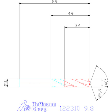 122310 9.8 схема твердосплавного сверла с размерами