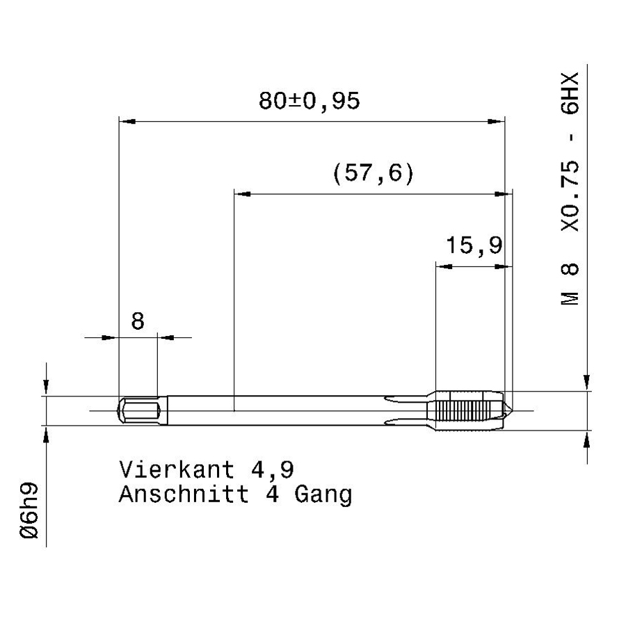 4219 8.004 m8х0,75 схема с размерами метчик машинный m