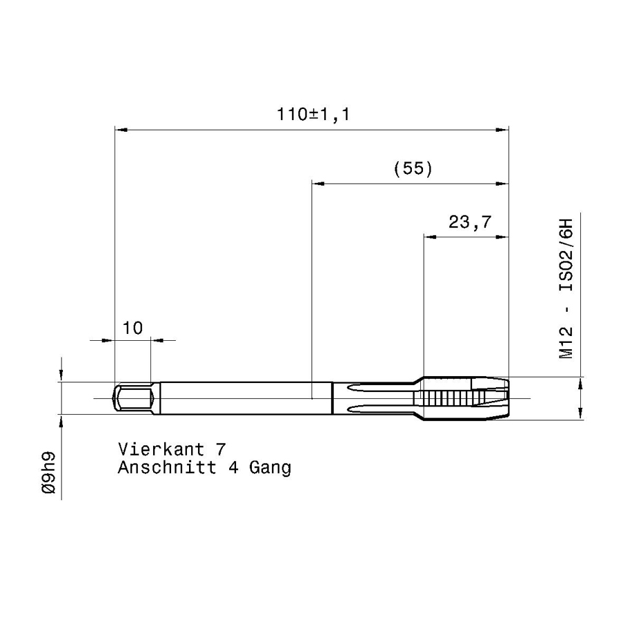 5563 12.000 m12 схема метчика машинного m с размерами