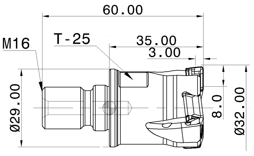 Фото 2: HTP D032-3-M16-LN10 фреза со сменными пластинами