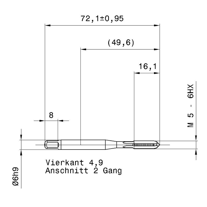 5550 5.000 m5  схема метчика машинного m с размерами