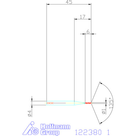 122380 4,5 схема твердосплавного сверла с размерами