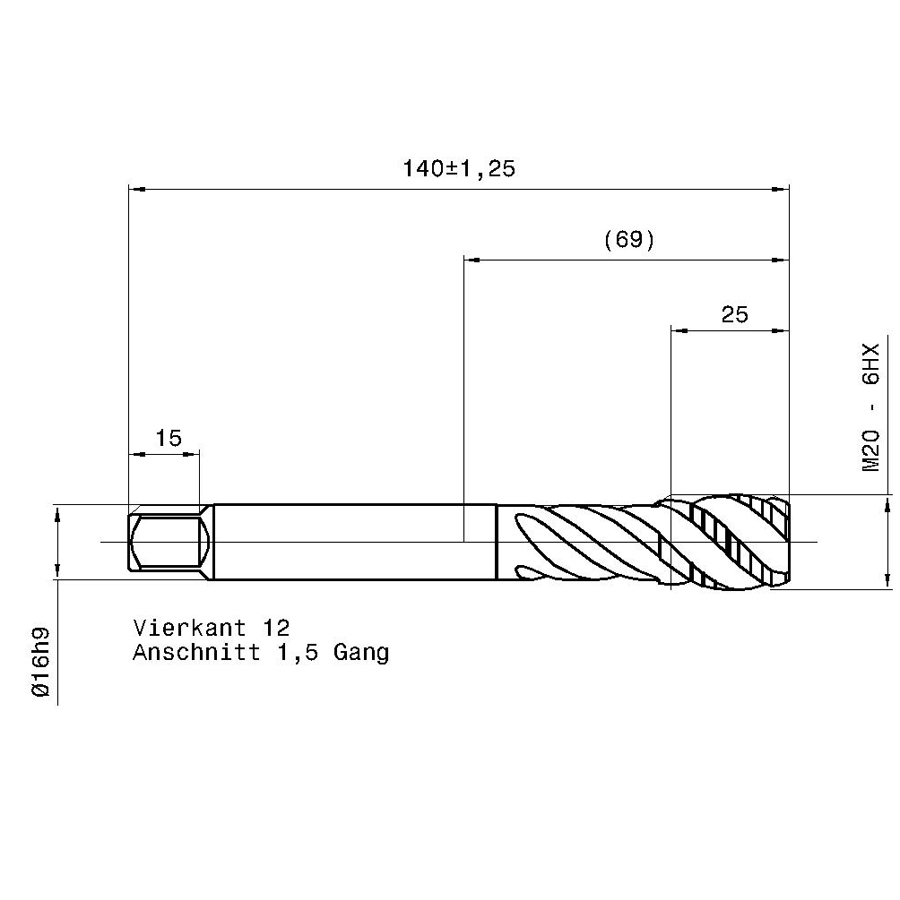 4630 20.000 m20 схема метчика машинного m с размерами
