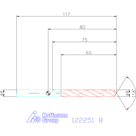122251 8,0 схема твердосплавного сверла с размерами