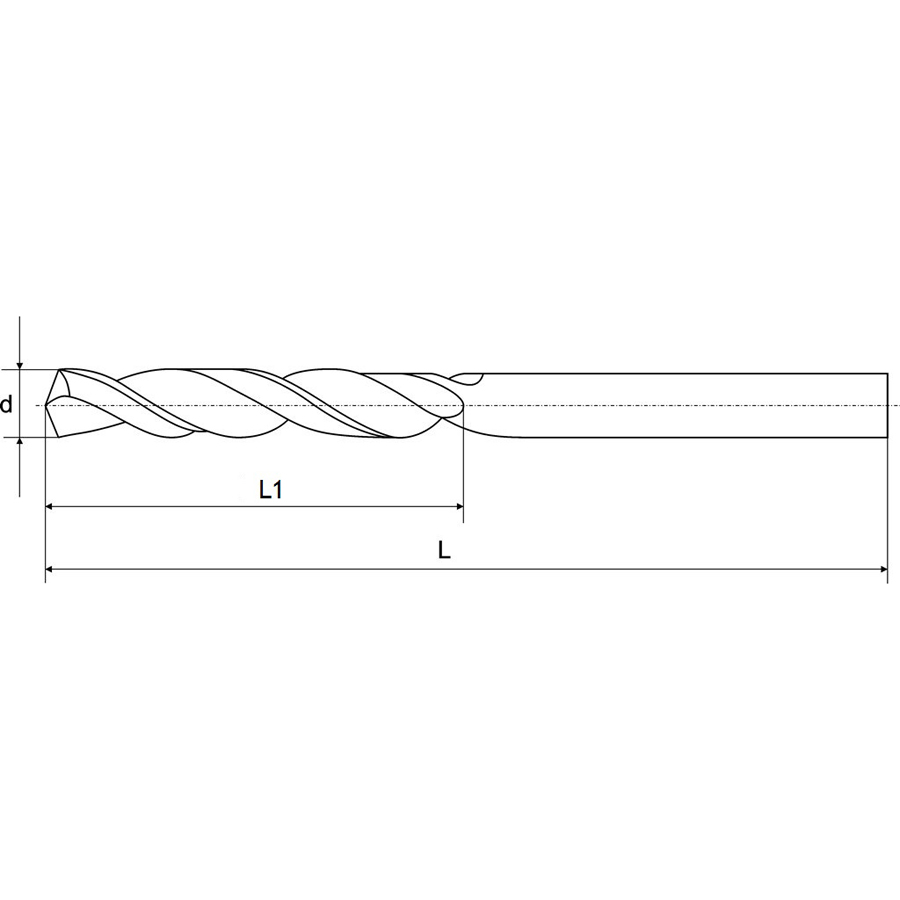 1.9 HSS 6542 DIN 338 A1 сверло - фотография 2 Сверло 1,9 ц/х Р6М5 Sekira схема
