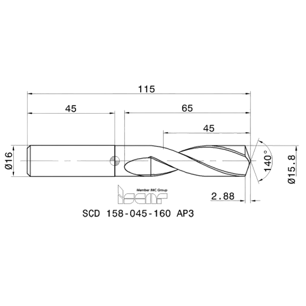 Фото 2: SCD 158-045-160 AP3 cверло твердосплавное