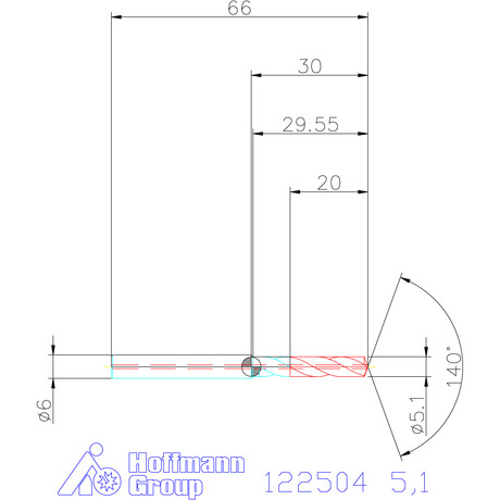 122504 5,1 схема твердосплавного сверла с размерами