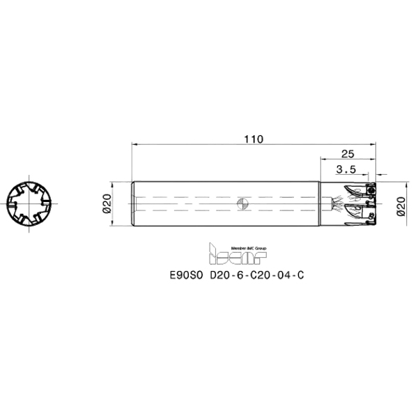 Фото 2: E90SO D20-6-C20-04-C фреза со сменными пластинами
