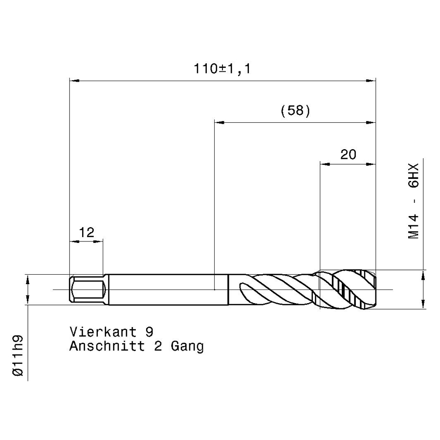 4670 14.000 m14 схема метчика машинного m с размерами
