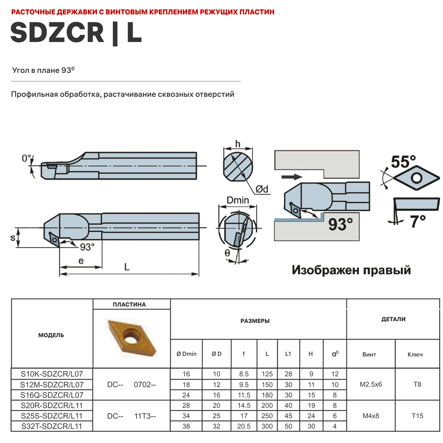 Фото 2: S20R-SDZCL11 державка для внутреннего точения DESKAR
