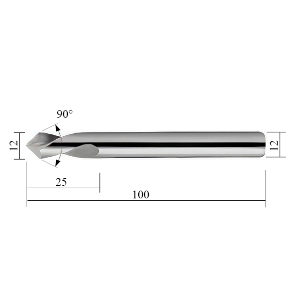 Фото 2: 12x25x12x100 90° VHM LBC1225122D-90 сверло центровочное твердосплавное
