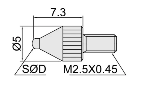 Фото 2: 6282-0304 Наконечник для индикатора часового типа шариковый ф 2.5мм длина 7.3мм твердосплавный