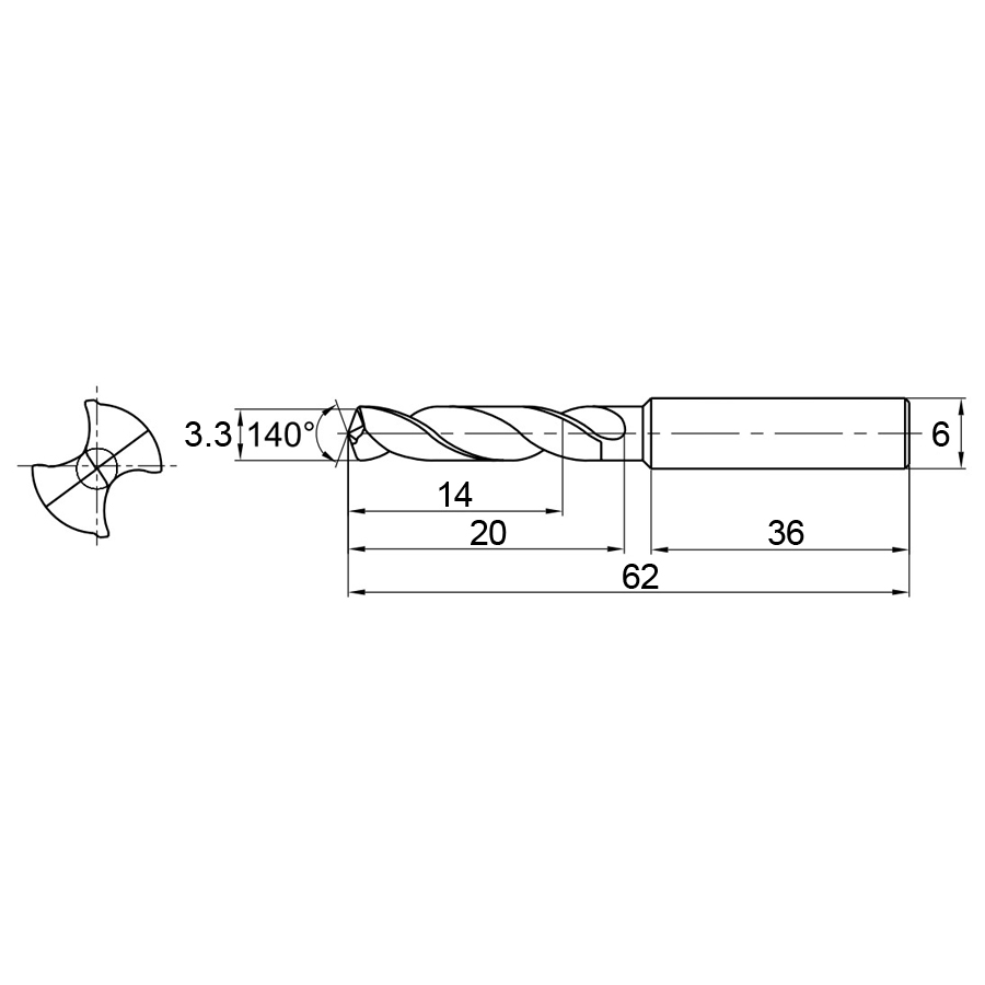 1534SU03-0330 KDG303 cверло твердосплавное - фотография 2 1534su03-0330 kdg303 схема твердосплавного сверла с размерами