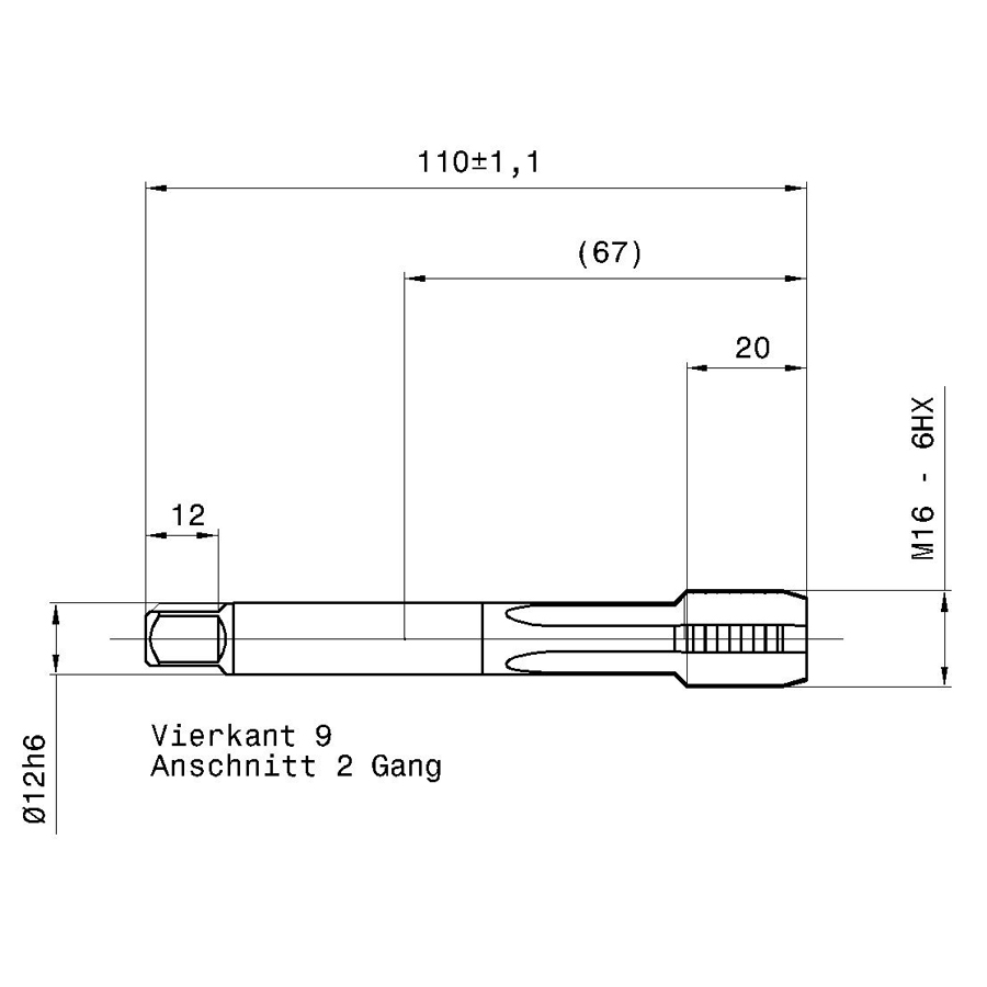 5593 16.000 m16 схема метчика машинного m с размерами