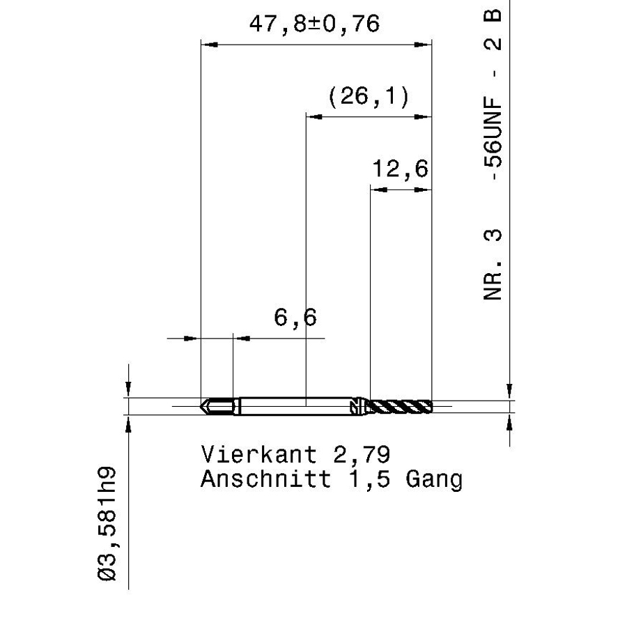 3978 2.515 3 - 56 схема метчика дюймового UNF с размерами